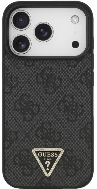 Чохол для смартфона Guess Leather 4G Triangle Strass MagSafe для Apple iPhone 18 Pro / Apple iPhone 17 Pro Black (3666339652364) - зображення 3