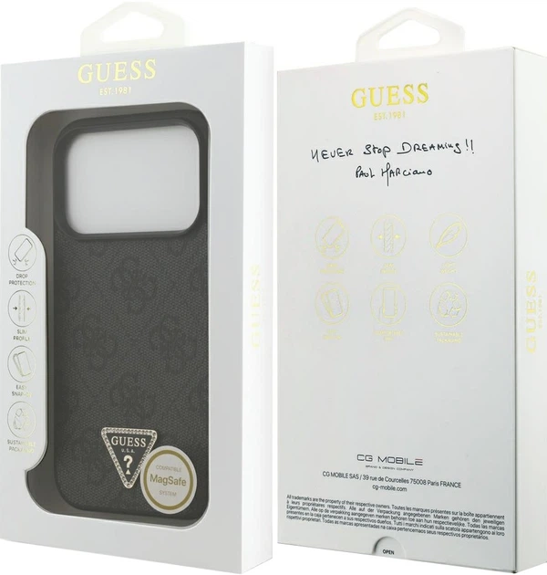 Чохол для смартфона Guess Leather 4G Triangle Strass MagSafe для Apple iPhone 18 Pro / Apple iPhone 17 Pro Black (3666339652364) - зображення 7