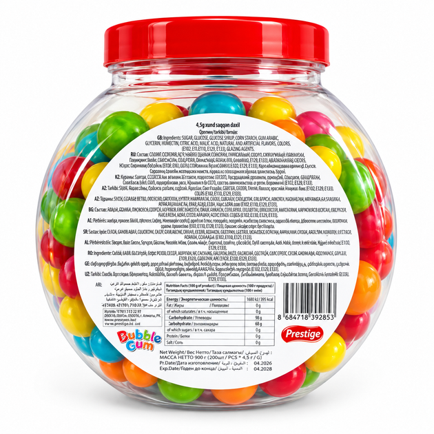 Жувальна гумка Prestige Bubble Gum асорті, 200 шт по 4,5 г, 900 г - Фото 2 Жувальна гумка Prestige Bubble Gum асорті, 200 шт по 4,5 г, 900 г - зображення 2