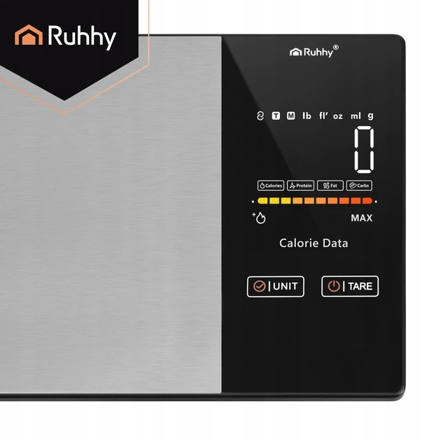 Умные кухонные весы Ruhhy 24632 до 5 кг, Bluetooth, КБЖУ, точность 1 г, нержавеющая сталь - изображение 2