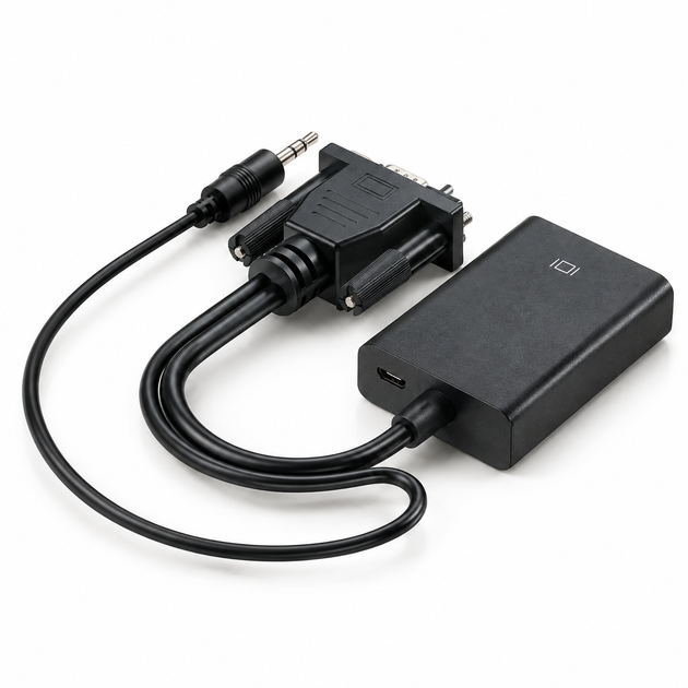 Перехідник VGA to HDMI дод. живлення та аудіо 3.5мм 77211 - изображение 2
