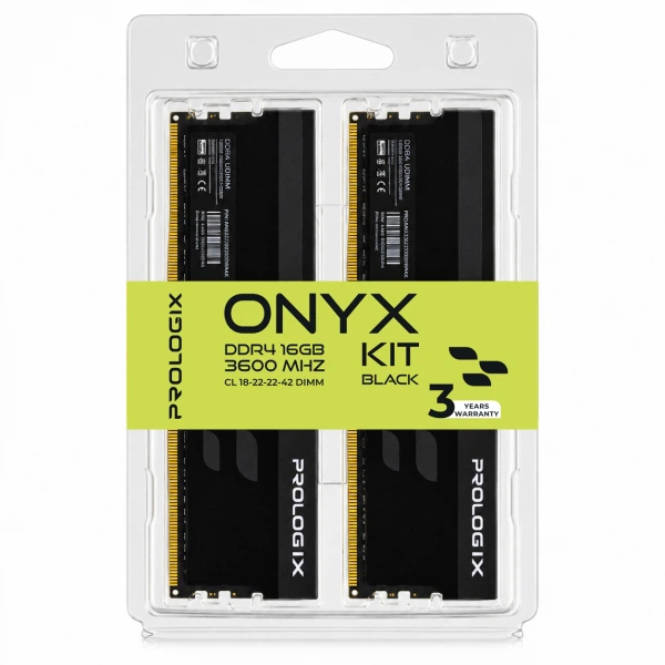 Модуль памяти ddr4 2x8GB/3600 Prologix Onyx Black (pro16gb3600yb4k) - изображение 4