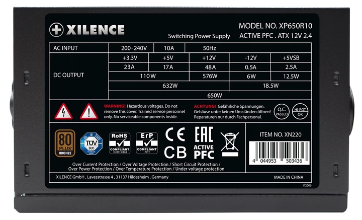 Блок живлення 650W Xilence XP650R10 Gaming series, 140mm, 80+ BRONZE, Semi-Modular,Retail Box - Фото 8 Блок живлення 650W Xilence XP650R10 Gaming series, 140mm, 80+ BRONZE, Semi-Modular,Retail Box - изображение 8