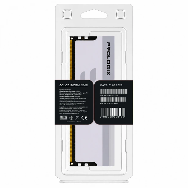 Модуль памяти ddr4 8gb/3200 Prologix Onyx White (pro8gb3200yw4) - изображение 5