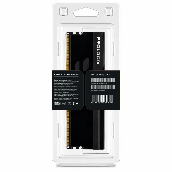 Модуль памяти ddr4 16gb/3200 Prologix Onyx Black (pro16gb3200yb4) - изображение 5
