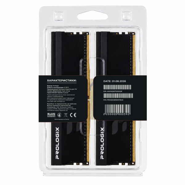 Модуль памяти ddr4 2x16GB/3600 Prologix Onyx Black (pro32gb3600yb4k) - Фото 5 Модуль памяти ddr4 2x16GB/3600 Prologix Onyx Black (pro32gb3600yb4k) - изображение 5