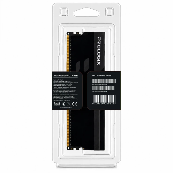 Модуль памяти ddr4 8gb/3600 Prologix Onyx Black (pro8gb3600yb4) - изображение 5