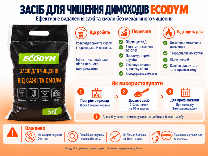 Средство Ecodym для чистки дымохода 5 кг - изображение 2