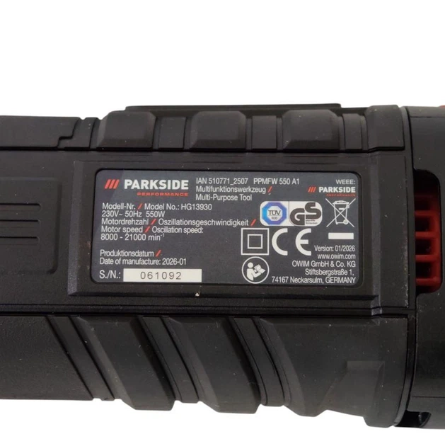 Многофункциональный инструмент (реноватор) Parkside performance PPMFW 550 A1 (550 Вт, быстрая замена насадок) - изображение 8