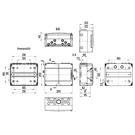 Щит модульный AK 12 12 модуля с PE/N клеммой и аксессуарами IP 65 250х200х122 мм (sp73541201) - Фото 2 Щит модульный AK 12 12 модуля с PE/N клеммой и аксессуарами IP 65 250х200х122 мм (sp73541201) - изображение 2