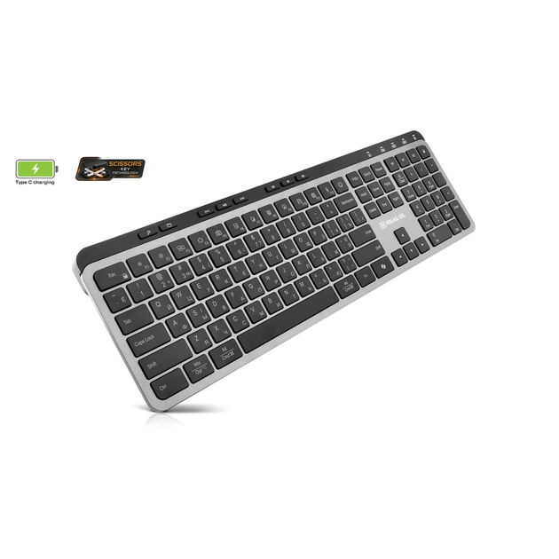 Клавиатура REAL-EL RK-737W Wireless/Bluetooth Black/Grey (EL123100060) - Фото 6 Клавиатура REAL-EL RK-737W Wireless/Bluetooth Black/Grey (EL123100060) - изображение 6
