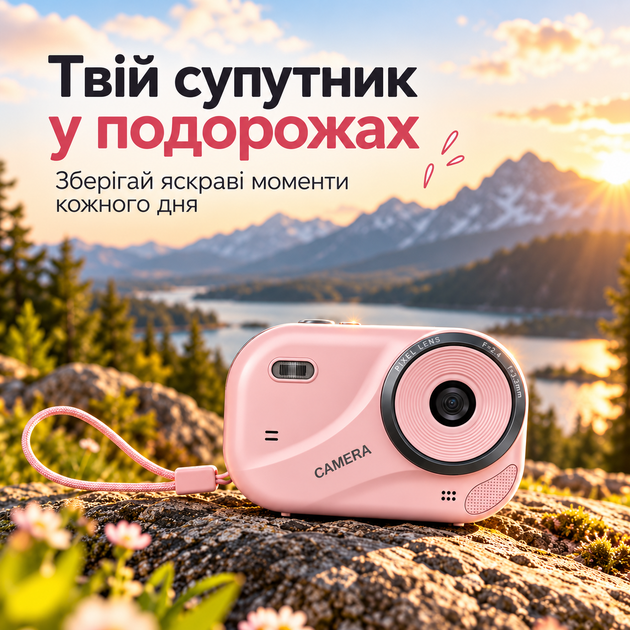 Компактна цифрова камера з автофокусом, MP3-плеєром та акумулятором 1200 мАг, рожева - зображення 3