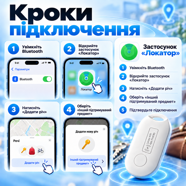 Розумний Bluetooth-трекер для пошуку речей з Find My для iOS, звуковим пошуком і режимом втрати - зображення 3