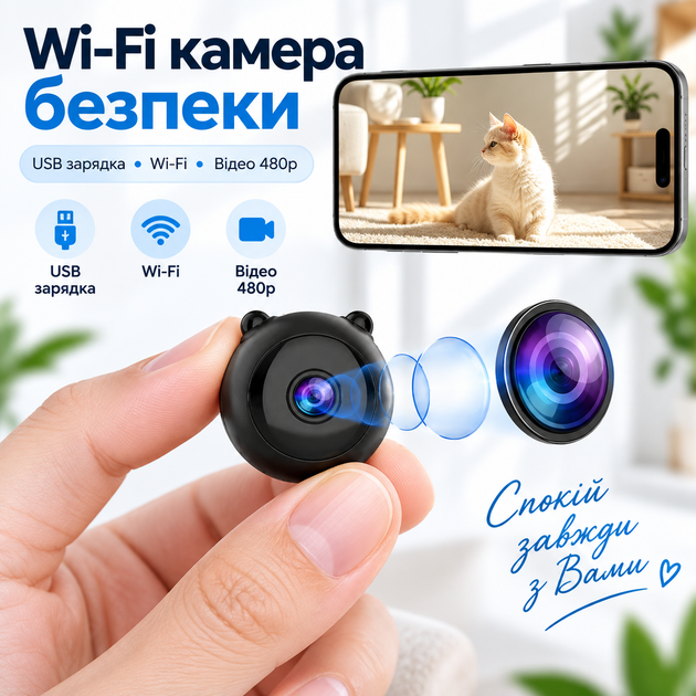 Мини Wi-Fi камера видеонаблюдения с датчиком движения и магнитным креплением - изображение 3