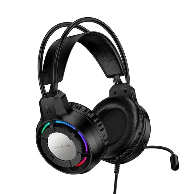 Наушники игровые Borofone BO112 Wave с микрофоном черные - Фото 1 Наушники игровые Borofone BO112 Wave с микрофоном черные - изображение 1