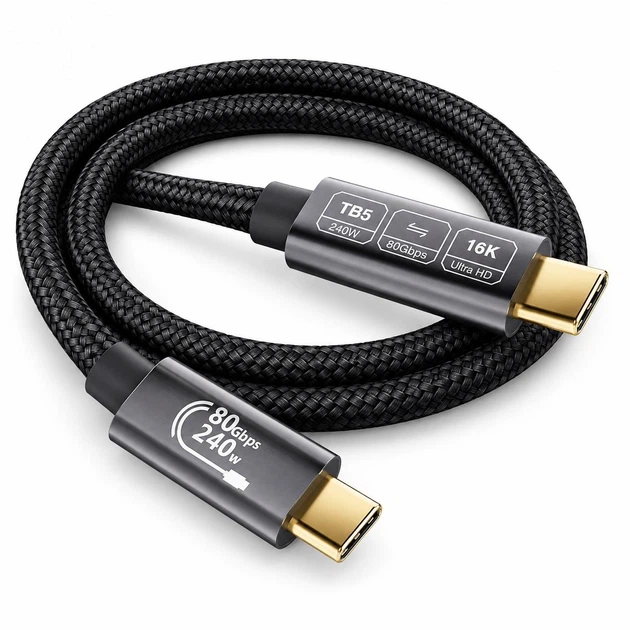 Кабель Thunderbolt 5 Stone Type-C 80 Гбит/с PD 240W 16K 2 м (ST-THDB5-2M) - Фото 1 Кабель Thunderbolt 5 Stone Type-C 80 Гбит/с PD 240W 16K 2 м (ST-THDB5-2M) - изображение 1