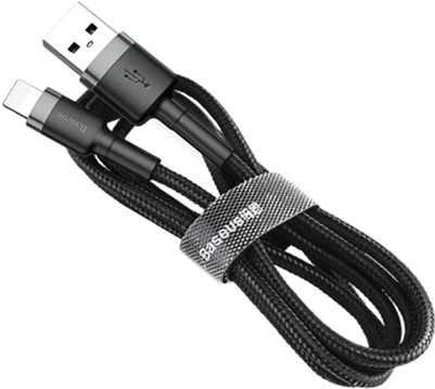 Кабель USB-A Lightning Baseus Cafule CALKLF-AG1, 0.5 м, Gray+Black - изображение 2