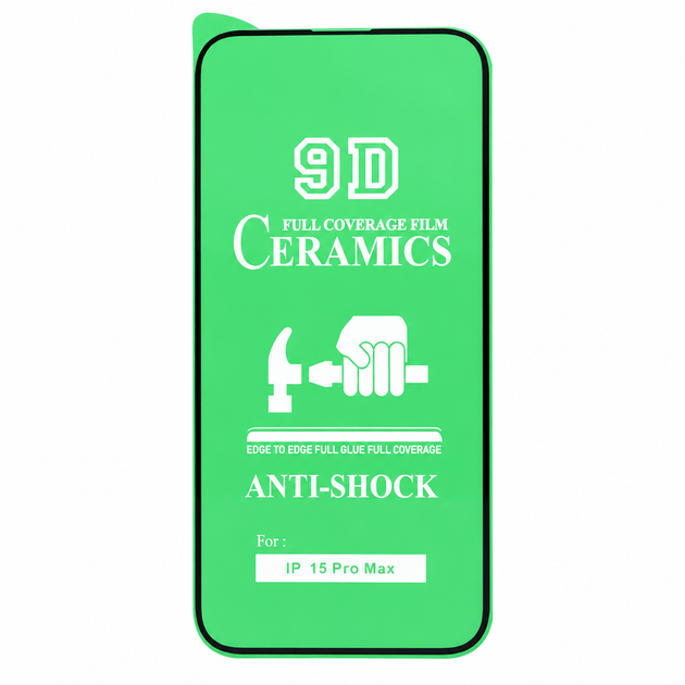 Глянцева захисна плівка Ceramics для iPhone 15 Pro Max з чорною рамкою - зображення 2