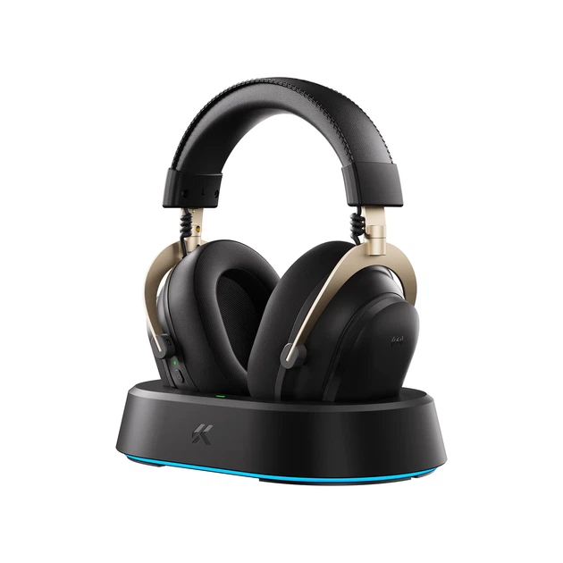 Ігрова гарнітура MCHOSE V9 Turbo+, 60 мм, 7.1 Surround, 2000 мА·год, 2.4 ГГц/Bluetooth/USB-C, RGB-станція, Black Gold - Фото 2 Ігрова гарнітура MCHOSE V9 Turbo+, 60 мм, 7.1 Surround, 2000 мА·год, 2.4 ГГц/Bluetooth/USB-C, RGB-станція, Black Gold - изображение 2
