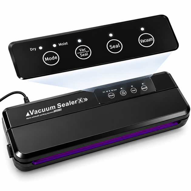 Вакууматор для продуктів Vacuum Sealer 110 Вт 60 кПа вакуумний пакувальник для сухих і вологих продуктів із пакетами - изображение 11