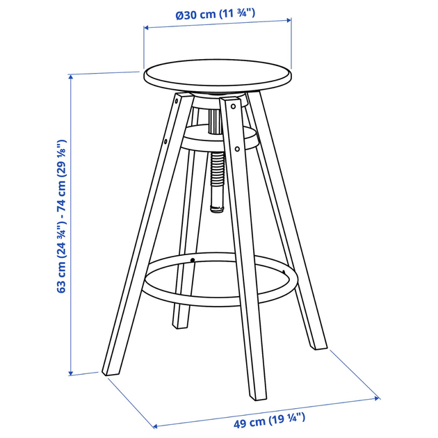 Табуретка, 63-74см IKEA DALFRED 601.556.02 - Фото 8 Табуретка, 63-74см IKEA DALFRED 601.556.02 - изображение 8