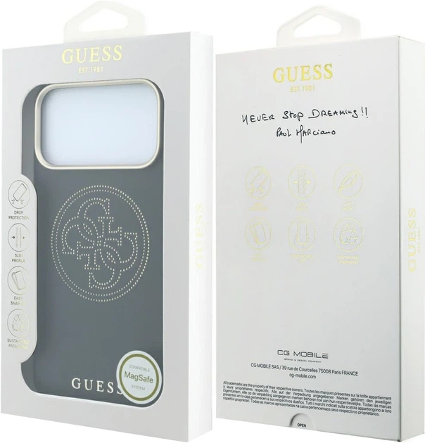 Etui na smartfon Guess Perforated 4G Gold Logo MagSafe do Apple iPhone 18 Pro / Apple iPhone 17 Pro Czarne (3666339652821) - obraz 7