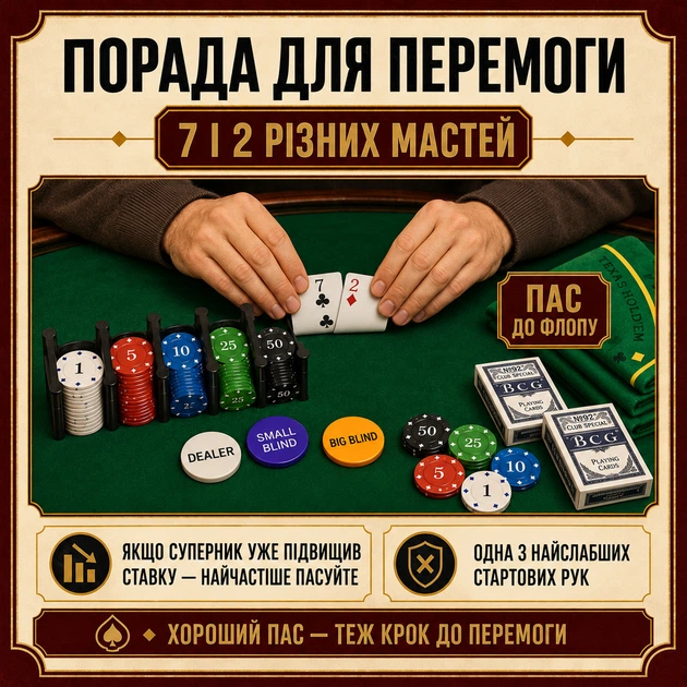 Покерний набір для гри в Техаський холдем на 200 покерних фішок 2 колоди карт сукно 60×90 сантиметрів металева коробка - зображення 8