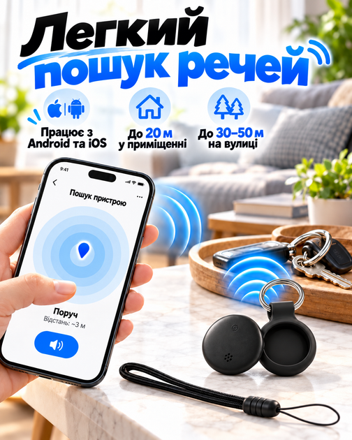 GPS трекер Bluetooth трекер-брелок мини маячок локатор смарт метка Wireless Tag Dual для iPhone Android iOS с поддержкой Apple Find My и Android Find Hub для отслеживания и поиска ключей кошелька сумки рюкзака чемодана багажа домашних животных автомобиля - изображение 5