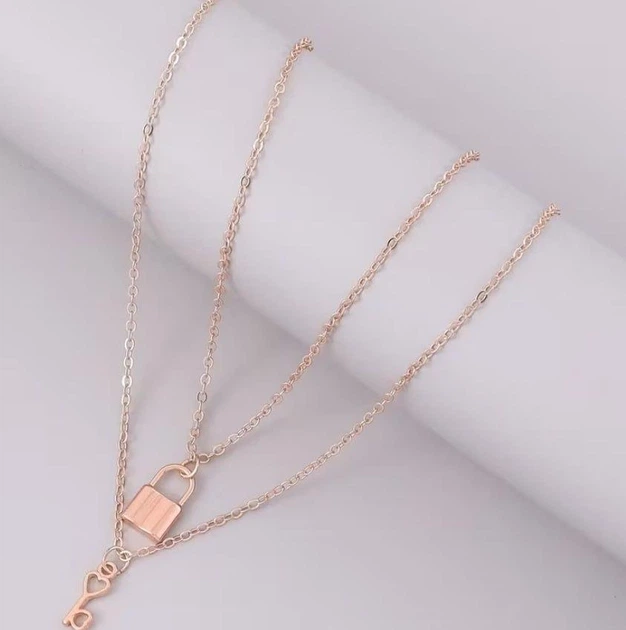 Парні кулони замок і ключ для закоханих золотисті підвіски friendship necklace - Фото 2 Парні кулони замок і ключ для закоханих золотисті підвіски friendship necklace - зображення 2