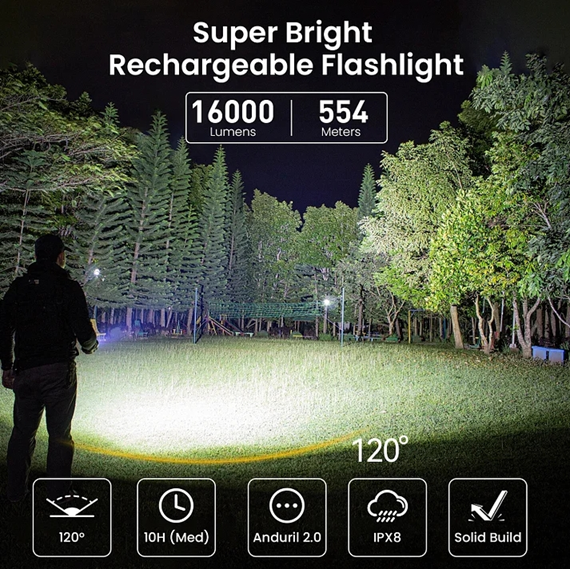 Портативный светодиодный фонарик Sofirn Q8PLUS 16000Lm 6000K - Фото 7 Портативный светодиодный фонарик Sofirn Q8PLUS 16000Lm 6000K - изображение 7