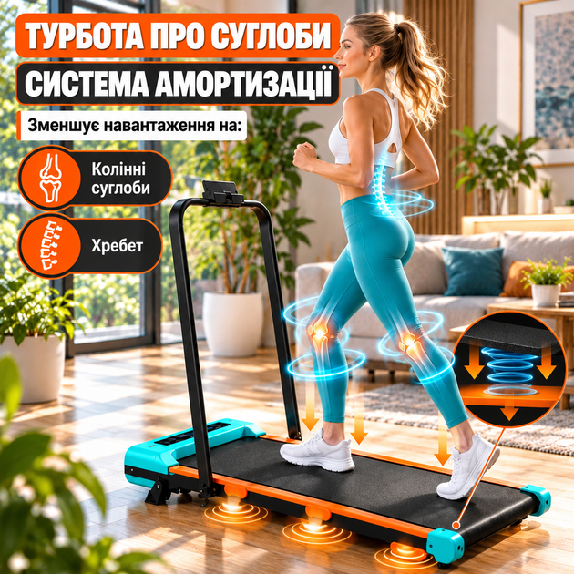 Беговая дорожка для дома электрическая складная тренажер для ходьбы бега кардиотренировок до 130 кг 12 км/ч 1,5 л.с. LED дисплей амортизация держатель телефона - изображение 2