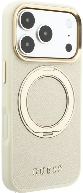 Чохол для смартфона Guess Ring Stand 360 Grained Classic Logo MagSafe для Apple iPhone 18 Pro Max / Apple iPhone 17 Pro Max Beige (3666339654078) - зображення 5