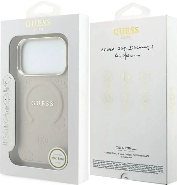 Etui na smartfon Guess Saffiano Peony & Ring MagSafe do Apple iPhone 18 Pro / Apple iPhone 17 Pro Różowe (3666339654542) - obraz 7