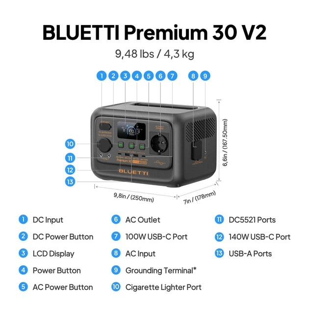 Зарядная станция BLUETTI Premium 30 V2 600 Вт 320 Вт/ч - изображение 10