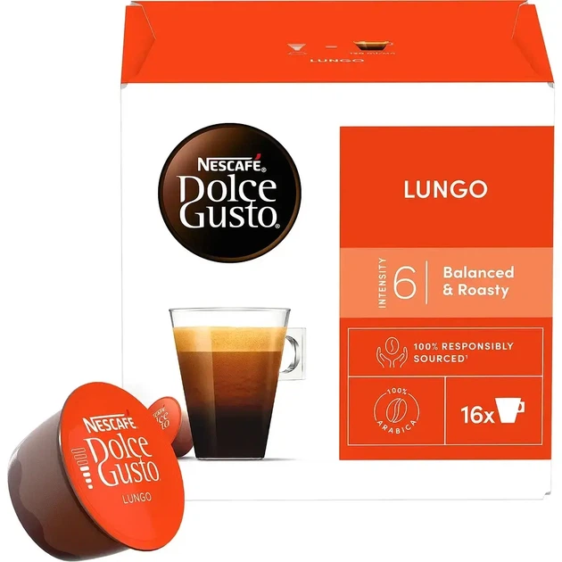 Кава в капсулах Dolce Gusto Lungo - Дольче Густо Лунго 16*8,5г - Фото 1 Кава в капсулах Dolce Gusto Lungo - Дольче Густо Лунго 16*8,5г - зображення 1