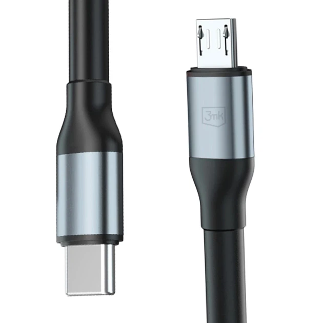 Кабель 3mk Hyper Cable N-SERIES USB-C / MicroUSB 1m QC 3.0 Black (5903108739214) - изображение 4