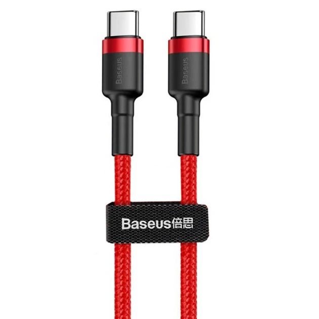 Дата-кабель Baseus Cafule Type-C - Type-C PD 60W 2м плетеный красный - изображение 2