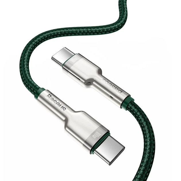 Кабель Baseus Cafule Metal USB-C to USB-C 2m Green (CATJK-D06) - изображение 3