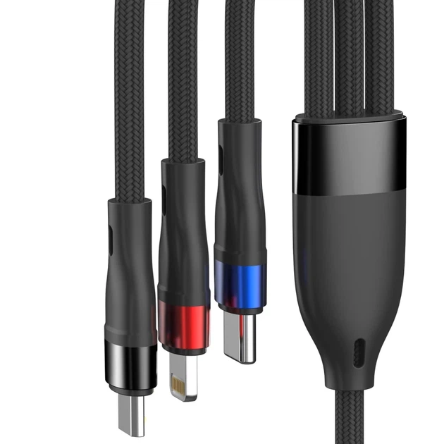 Кабель 3mk Hyper Cable N-SERIES 3 in 1 USB-A / Lightning / Micro 1.2m Black (5903108681995) - изображение 7