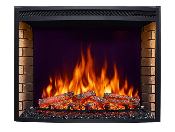 Камин электрический с изогнутым стеклом ArtiFlame Встраиваемый электрокамин с 3D пламенем пультом звуком дров и обогревом до 30 м² 1600 Вт - изображение 2