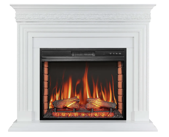 Каминокомплект ArtiFlame 1800 Вт до 30 м² белый с порталом Электрокамин 28 дюймов пристенный с пультом LED-пламенем обогревом для дома - изображение 2