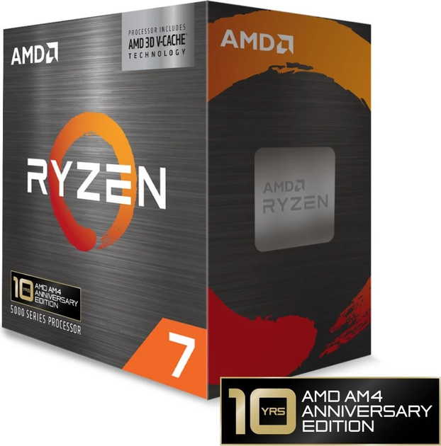 Процесор AMD sAM4 Ryzen 7 5800X3D 10 Years AMD AM4 Anniversary Edition 8C/16T, 3.4-4.5GHz, 105Вт Box (without cooler) - Фото 1 Процесор AMD sAM4 Ryzen 7 5800X3D 10 Years AMD AM4 Anniversary Edition 8C/16T, 3.4-4.5GHz, 105Вт Box (without cooler) - изображение 1