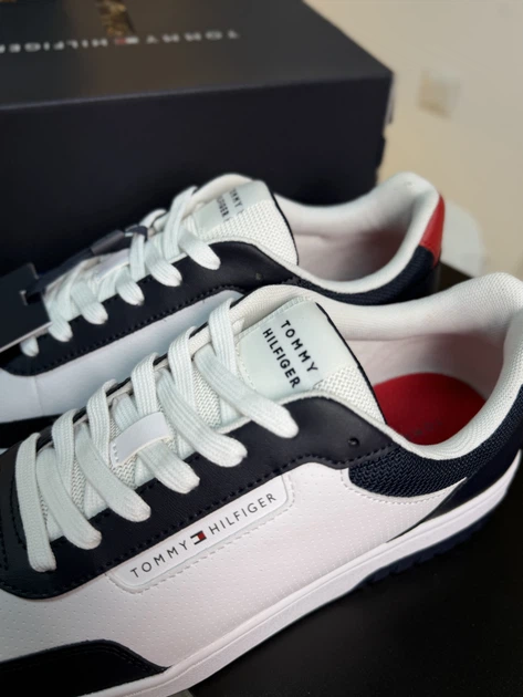 Кросівки чоловічі шкіряні Tommy Hilfiger білі з темно-синім 42 (26.7 см) (FM0FM05713DW5) - зображення 10