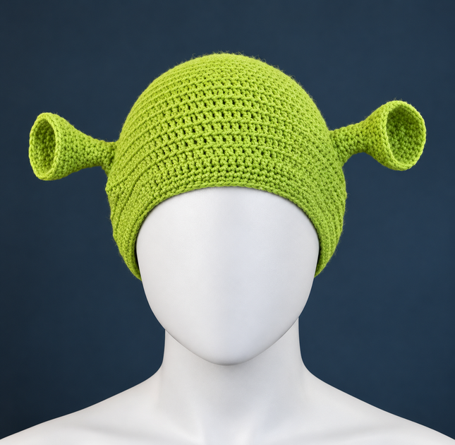 Вязанная шапка Шрека – теплая зимняя шапка в стиле Shrek для детей и взрослых - Фото 2 Вязанная шапка Шрека – теплая зимняя шапка в стиле Shrek для детей и взрослых - изображение 2