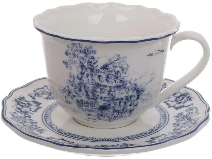 Чайний порцеляновий сервіз "Heritage Toile Blue" 6 чашок 320мл з блюдцями - Фото 1 Чайний порцеляновий сервіз "Heritage Toile Blue" 6 чашок 320мл з блюдцями - зображення 1