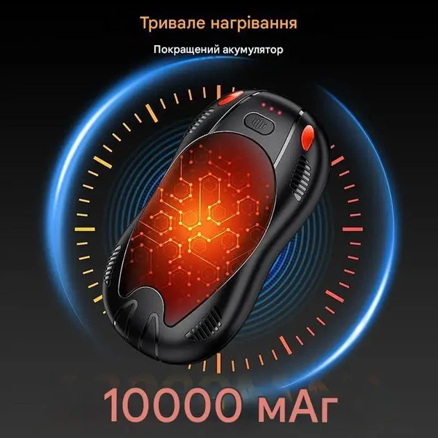 Подогреватель для рук FANDLISS 10000mAh двойной, ультратонкий аккумуляторный грелка для рук портативная 2 шт. - изображение 2