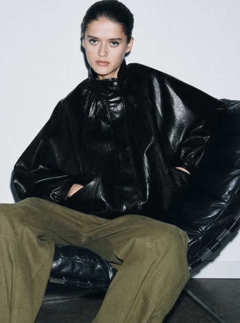 Чорна куртка бомбер оверсайз екокожа розмір L Zara - Фото 7 Чорна куртка бомбер оверсайз екокожа розмір L Zara - зображення 7