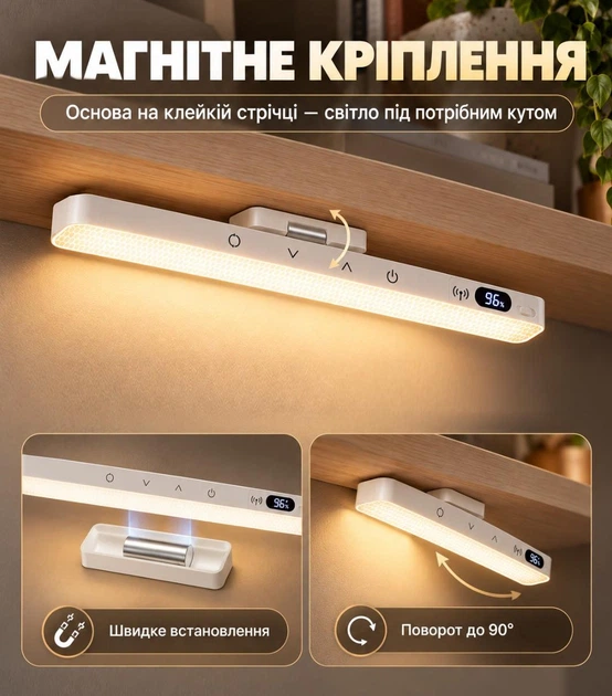 Настільна лампа CoolLamp M з акумулятором, пультом, таймером. Регулювання повороту, кольору, висвітлення. Поворотний магнітний плафон. Type-c - зображення 3
