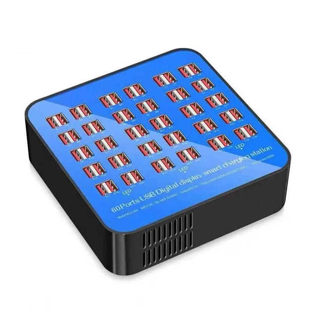 Мультизарядное устройство Addap WLX-860 60 USB портов 300W пластик синий - изображение 5