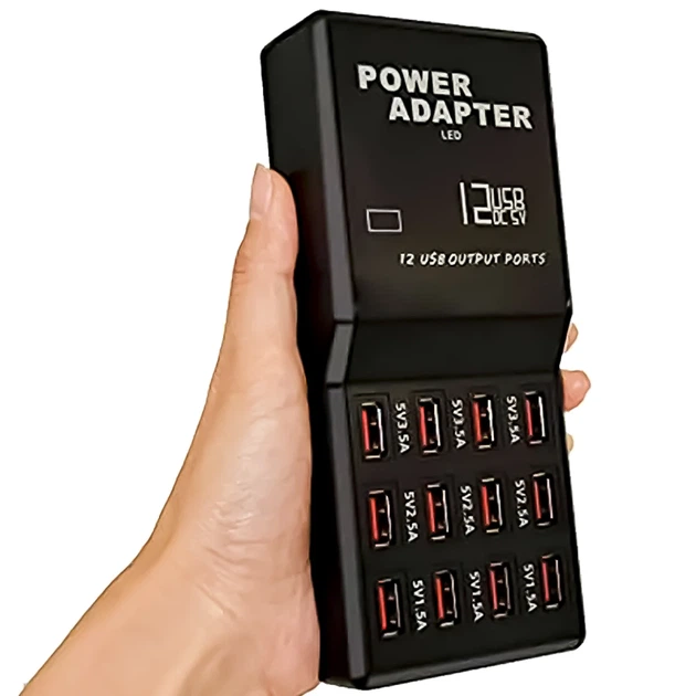 Зарядное устройство Addap WLX-858 на 12 USB портов 60W черное - Фото 2 Зарядное устройство Addap WLX-858 на 12 USB портов 60W черное - изображение 2